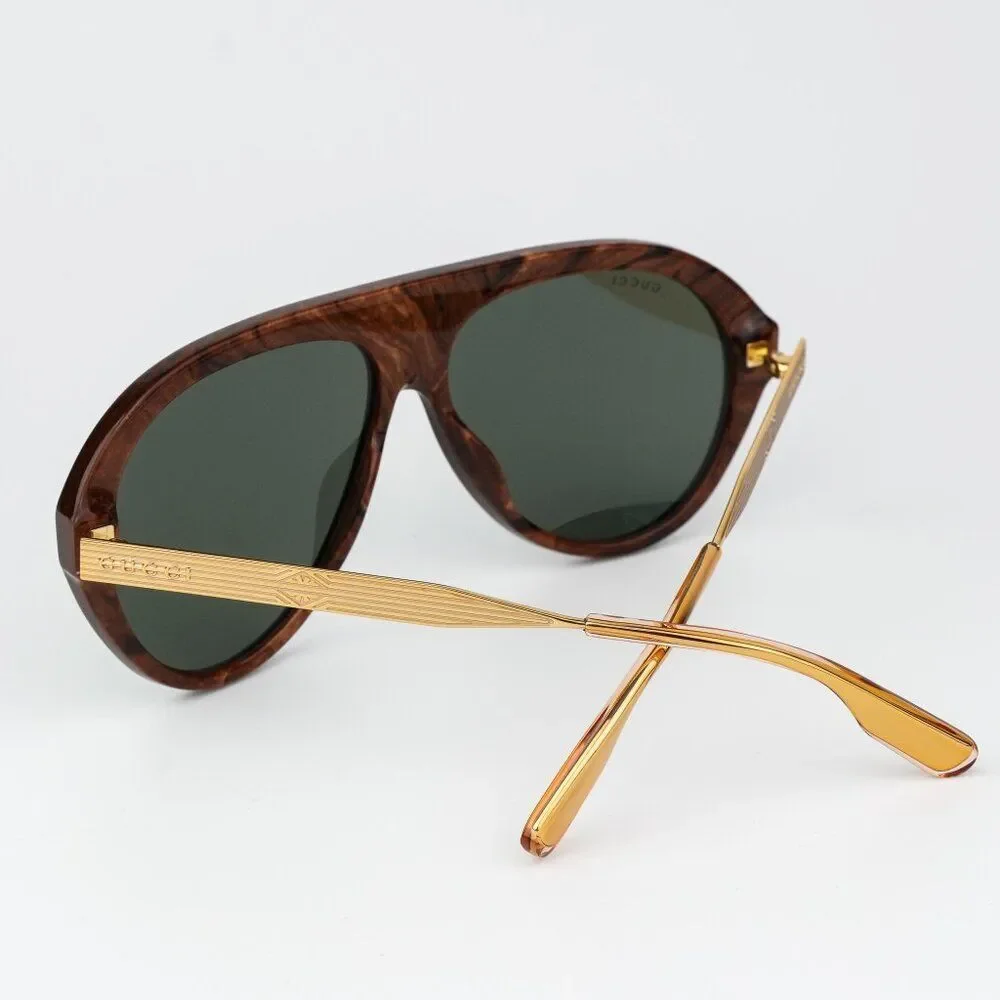 Gucci Men Sunglasses Black Gold Havana Grey Aviator GG1515S 001 BRAND NEW